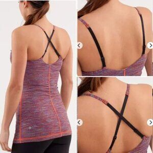 LULULEMON Striped Orange Purple Blue Athletic Yoga Running Top Shirt Size 6
